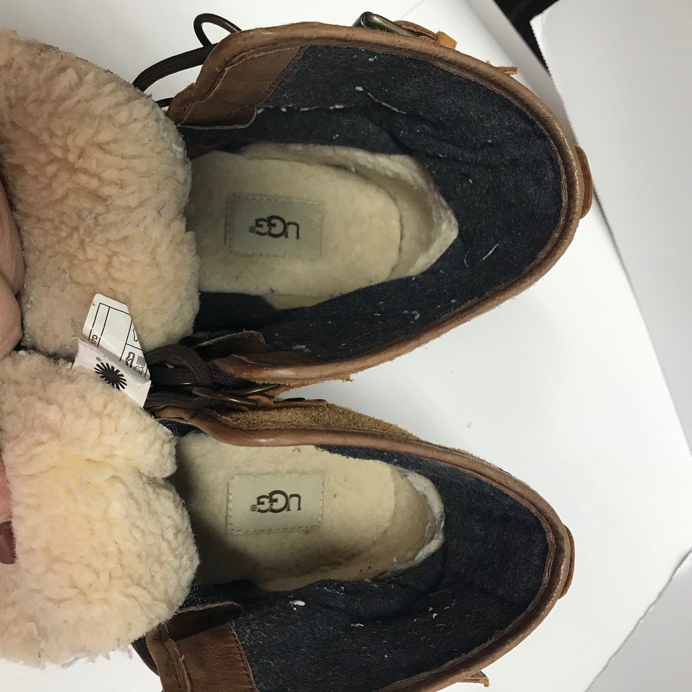 UGG Australia Adirondack Waterproof Duck Boots Brown Leather Suede Shearling - Picture 10 of 16